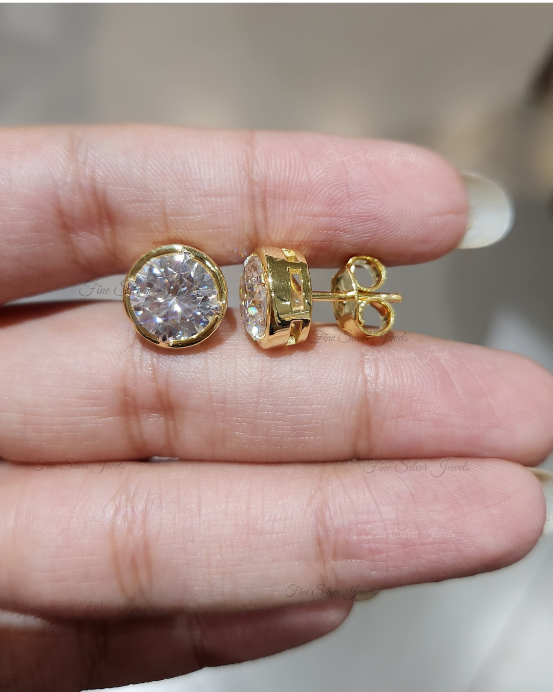 925 Silver Round Gra Moissanite Earring