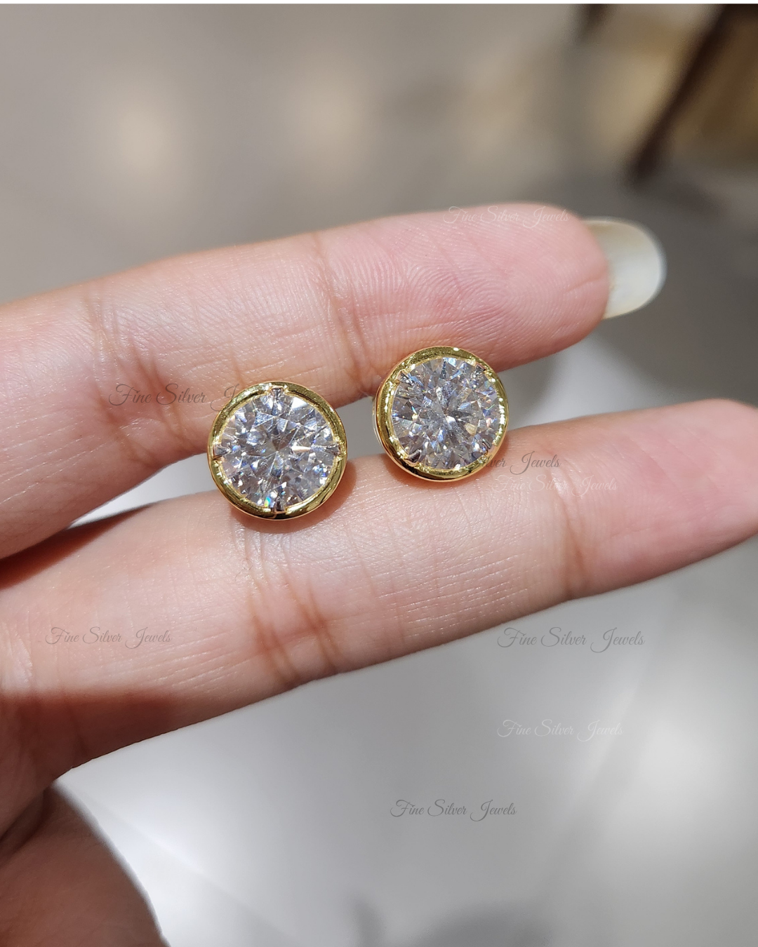 925 Silver Round Gra Moissanite Earring