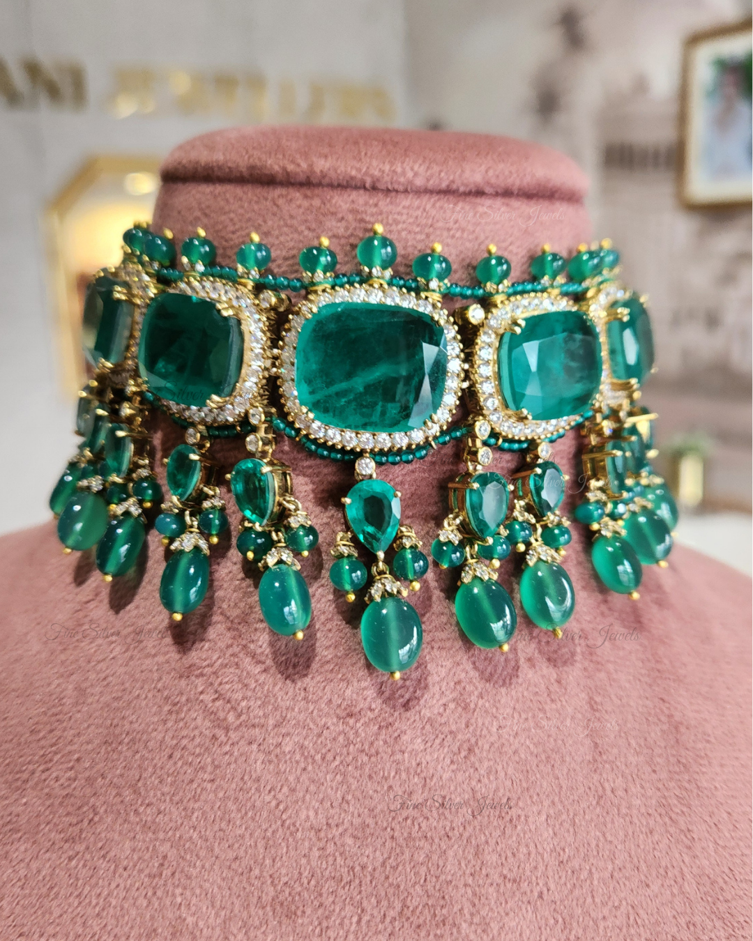 925 Silver Green Doublet Necklace