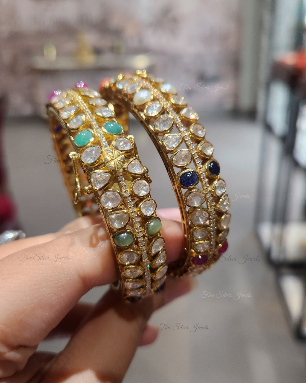 925 Silver Shivanya Navratan Bangle