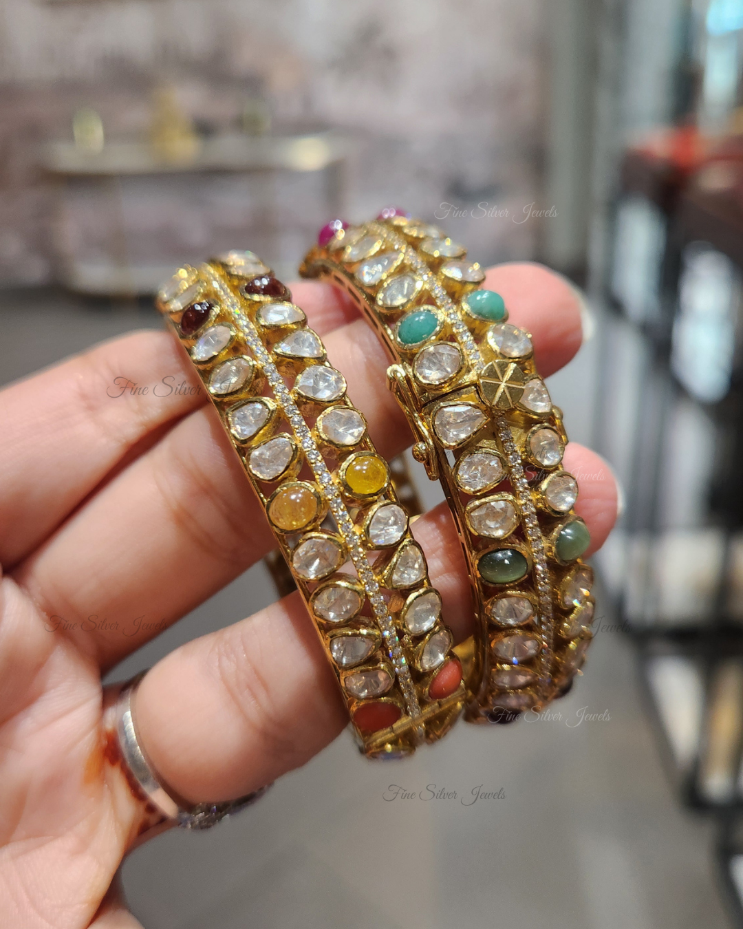 925 Silver Shivanya Navratan Bangle