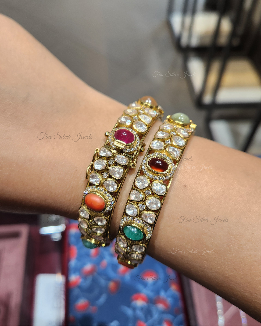 925 Silver Pavitra Navratan Bangle