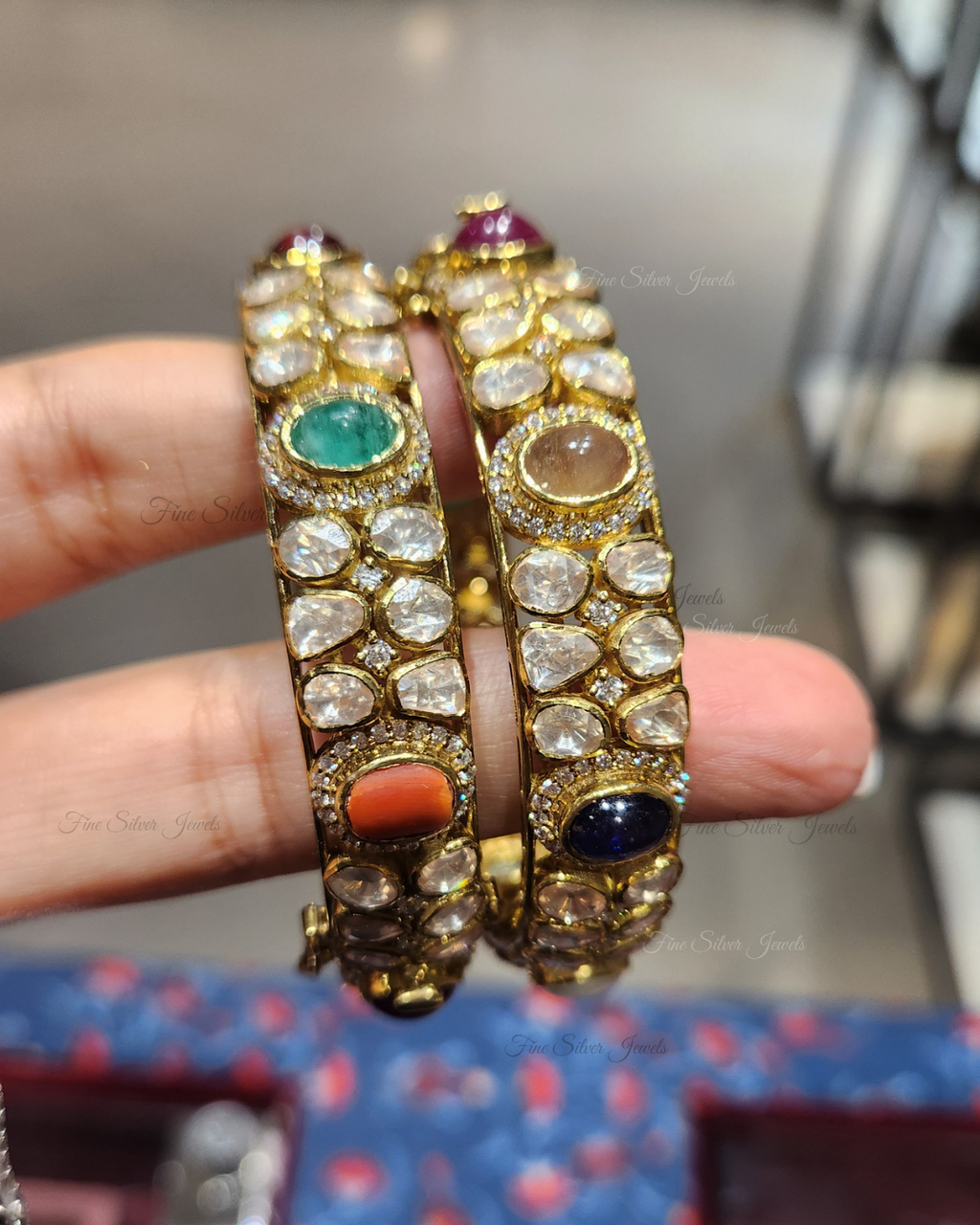 925 Silver Pavitra Navratan Bangle