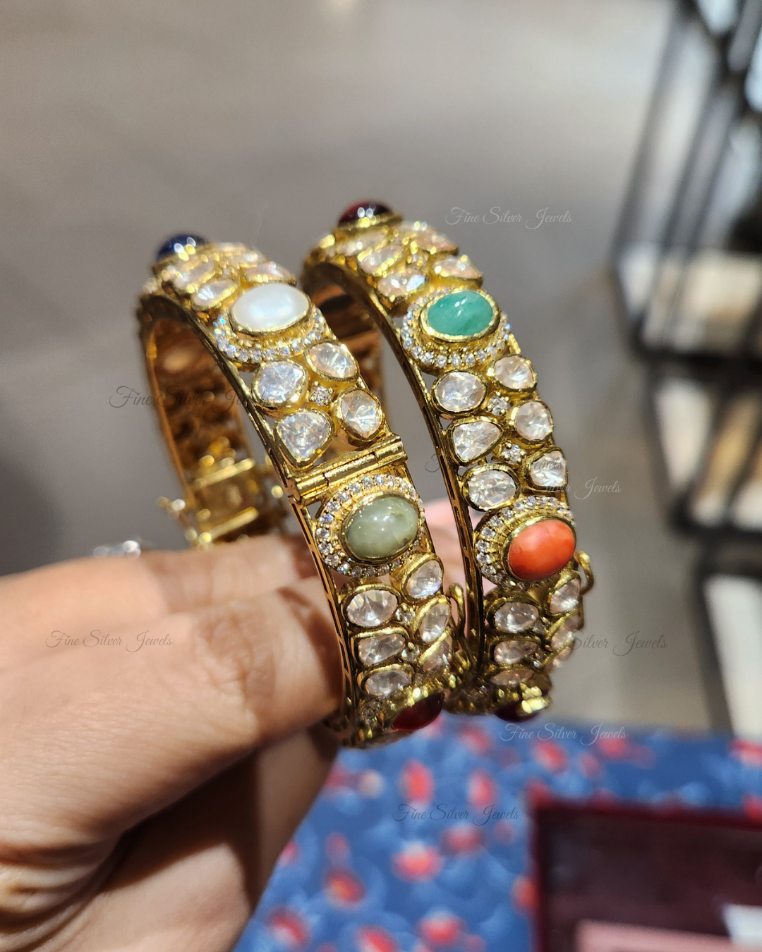 925 Silver Pavitra Navratan Bangle