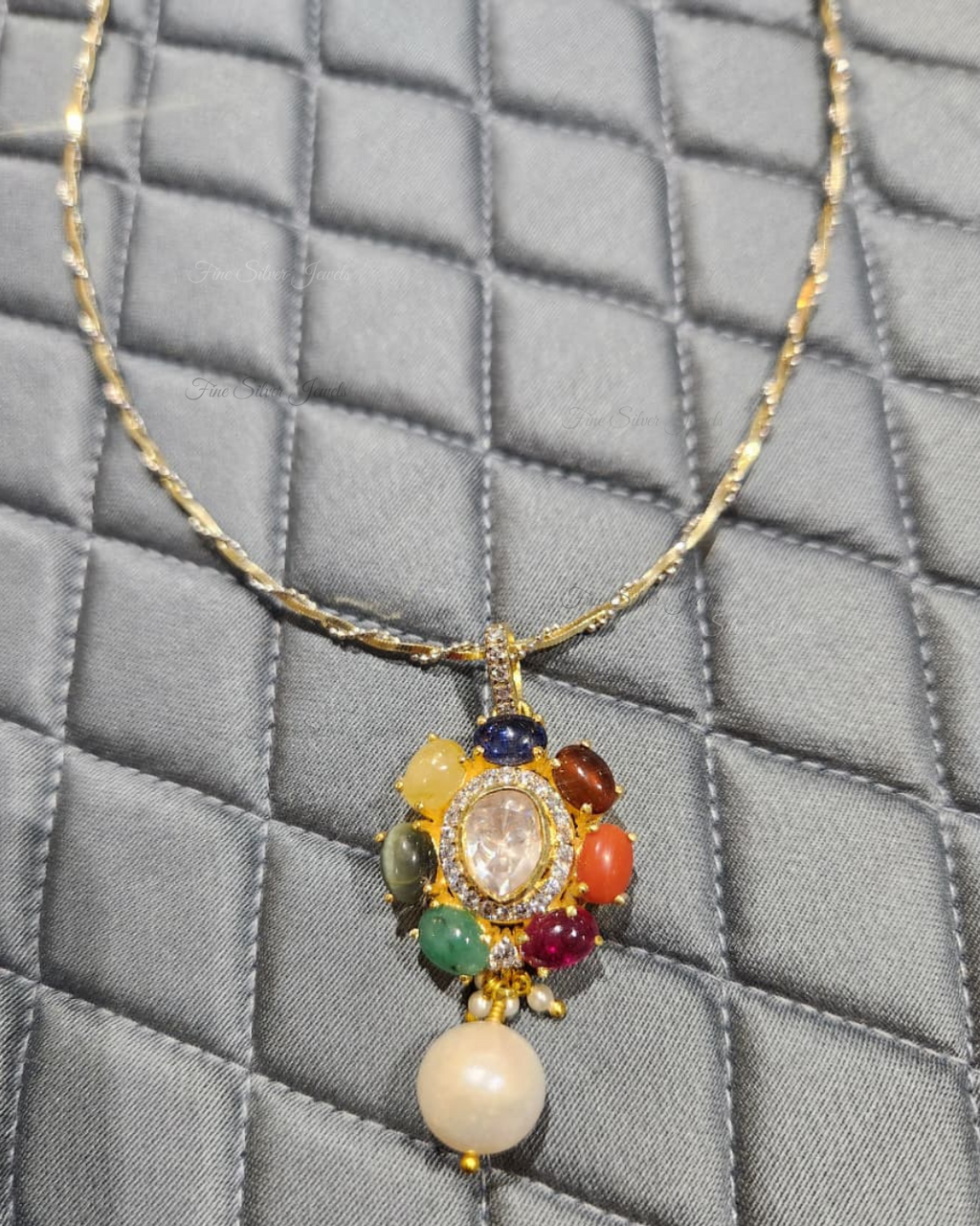 925 Silver Dhriti Navratan Pendant