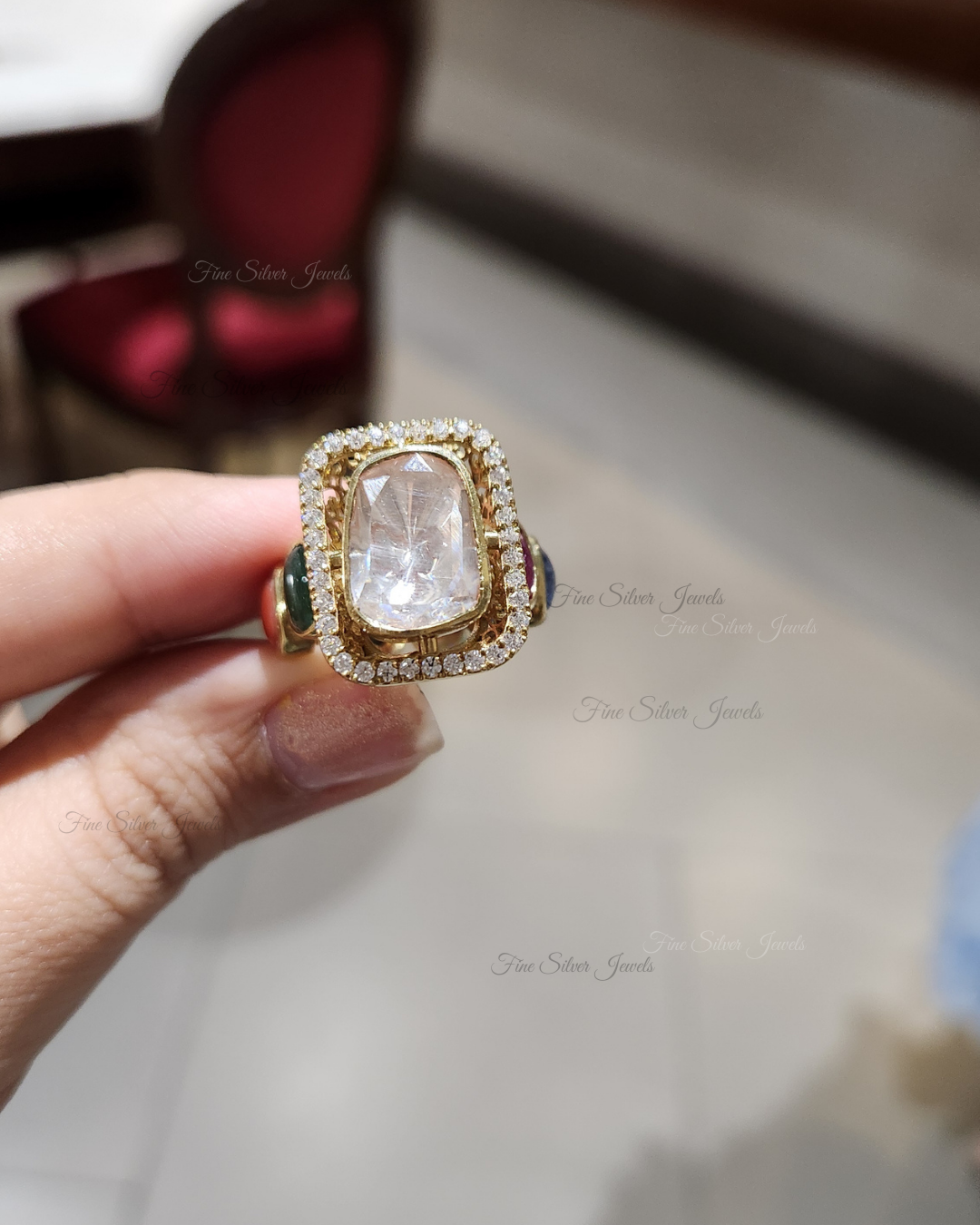 925 Silver Navrang Navratan Ring