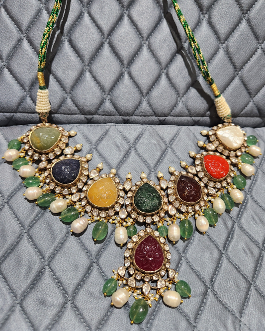 925 Silver Godavari Navratan Necklace