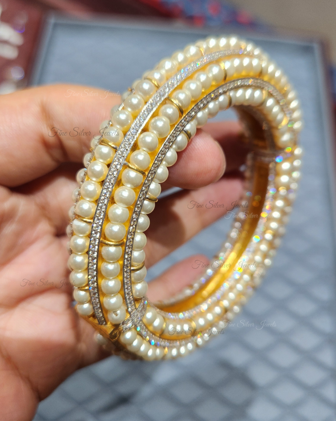 925 Silver Nehal Pearl Bangle