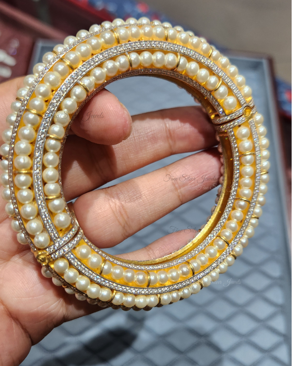 925 Silver Nehal Pearl Bangle