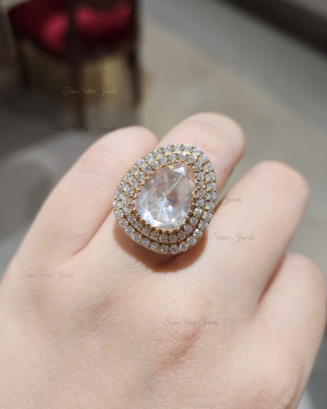 925 Silver Vaani Polki Ring