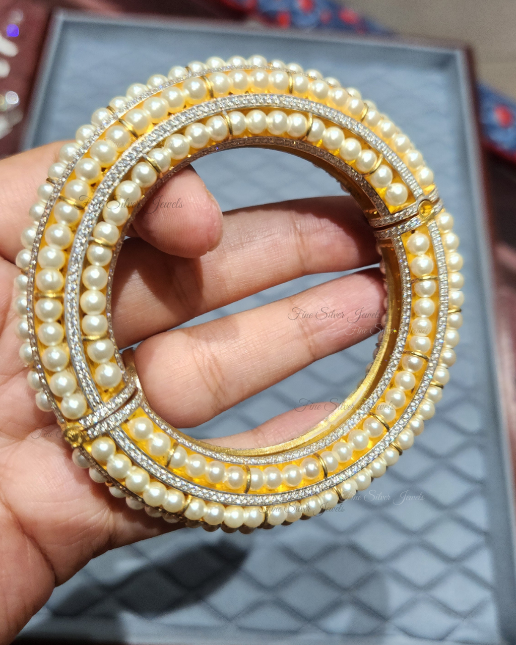 925 Silver Nehal Pearl Bangle