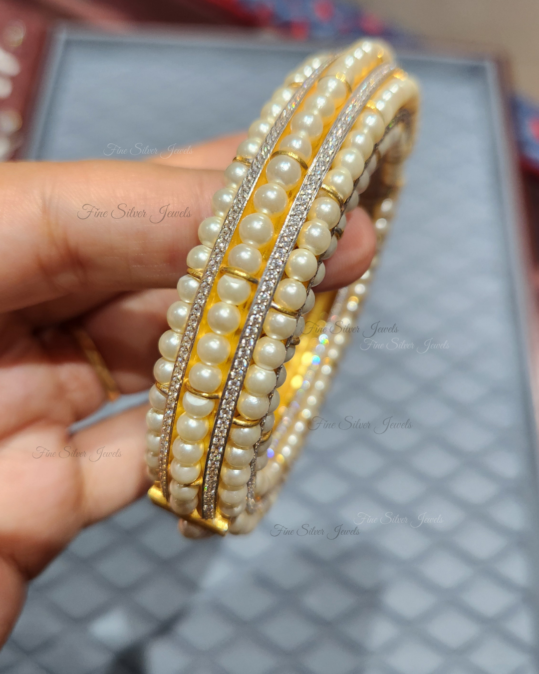 925 Silver Nehal Pearl Bangle