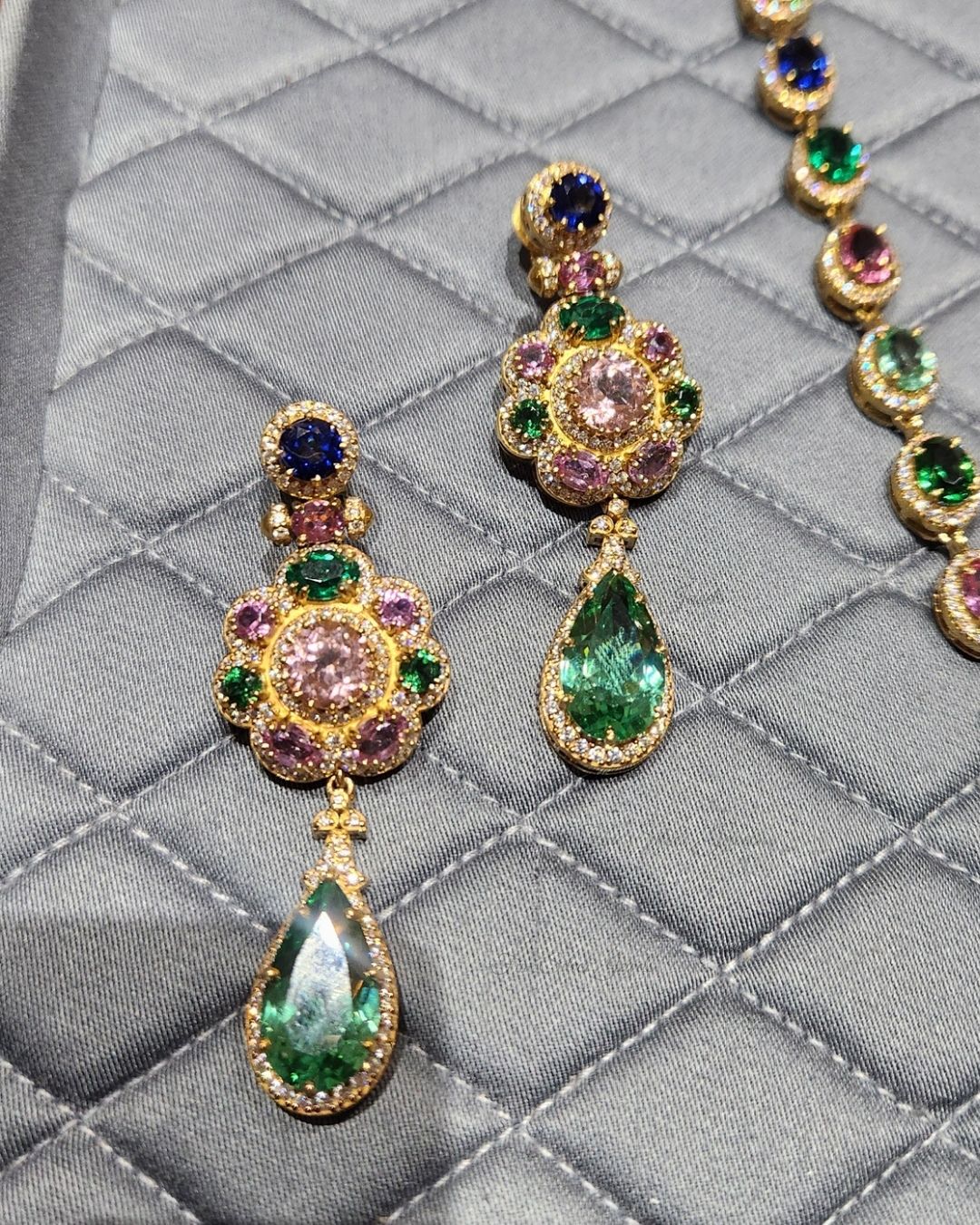 925 Silver Multi Tourmaline Necklace Set