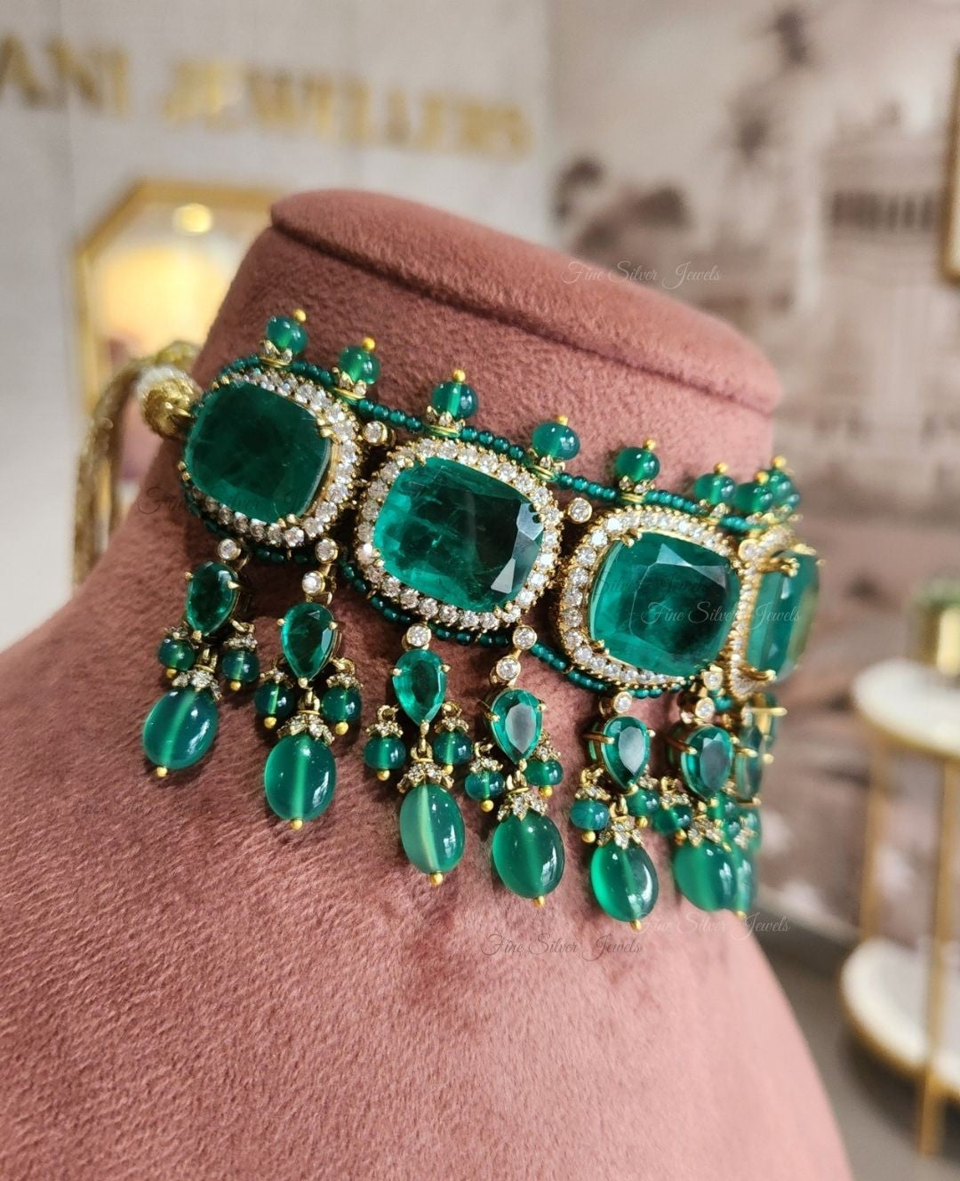 925 Silver Green Doublet Necklace