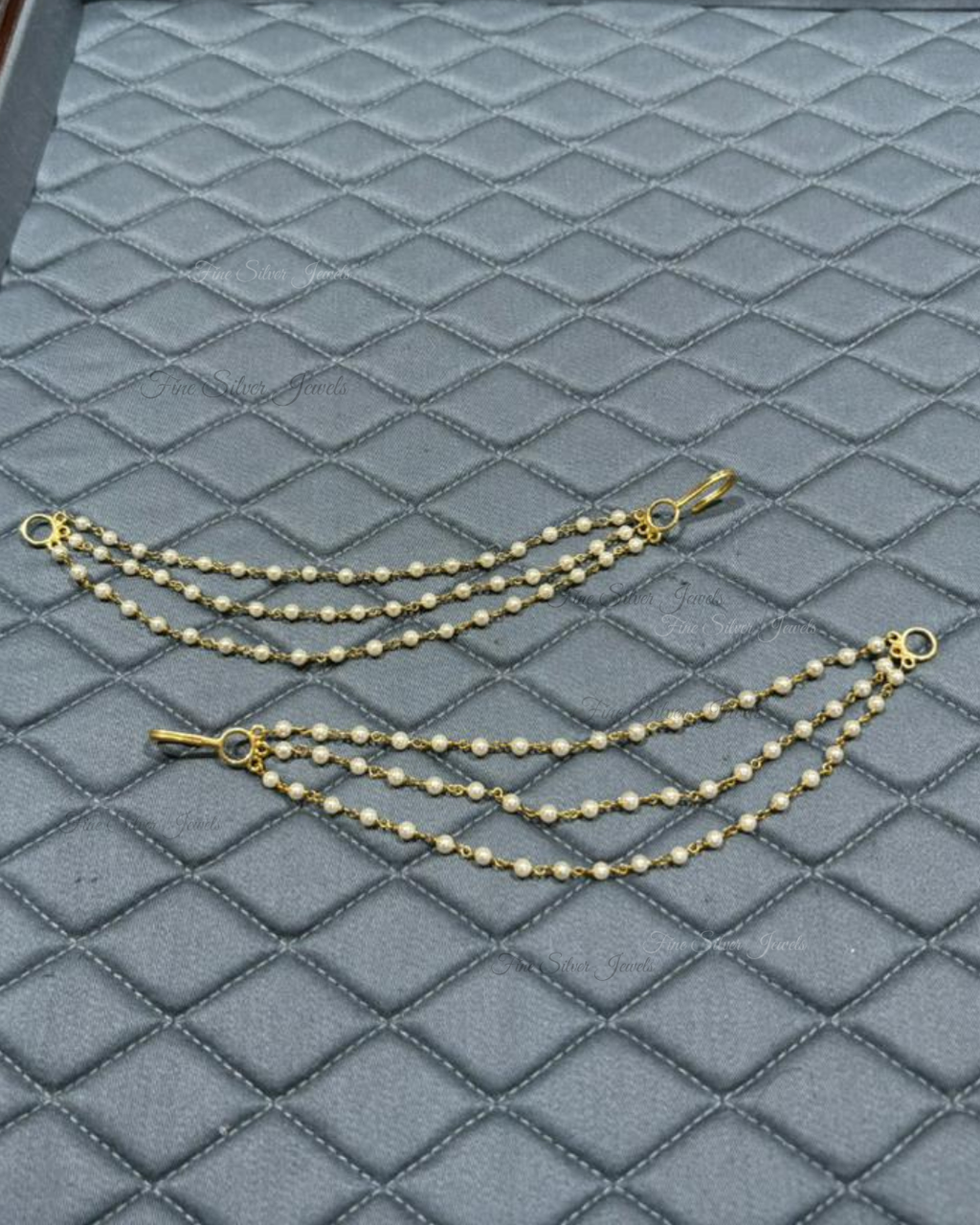 925 Silver Three Line Pearl Earchain