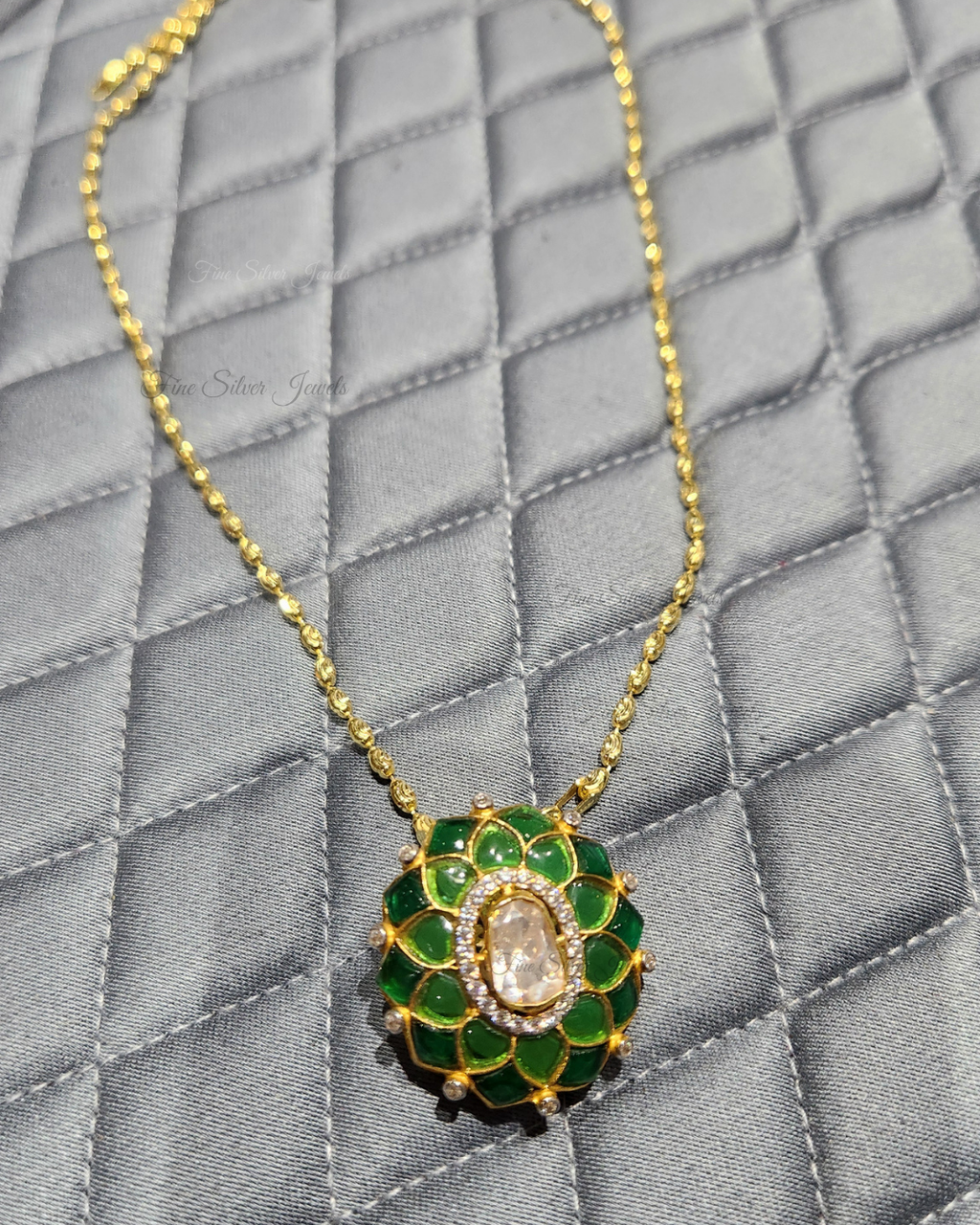 925 Silver Noor Polki Pendant