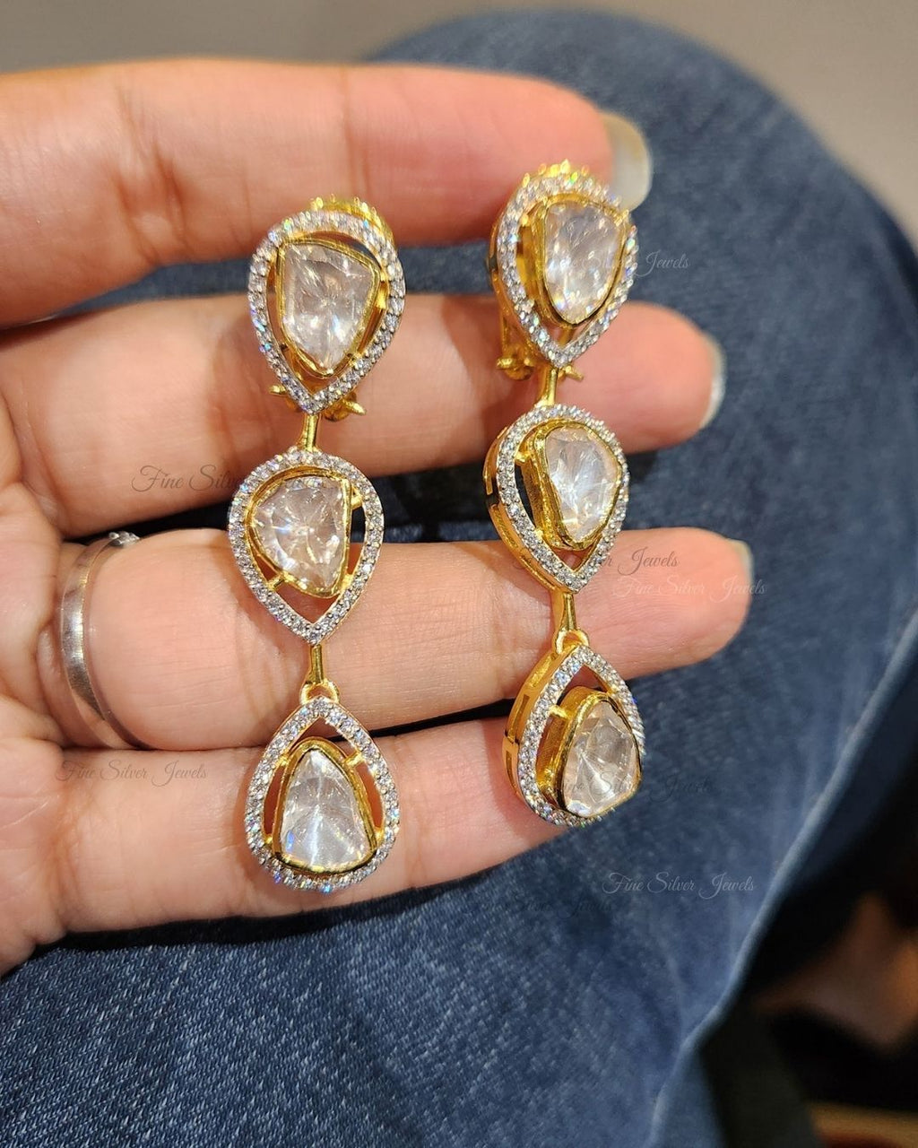 925 Silver Tripti Polki Earring