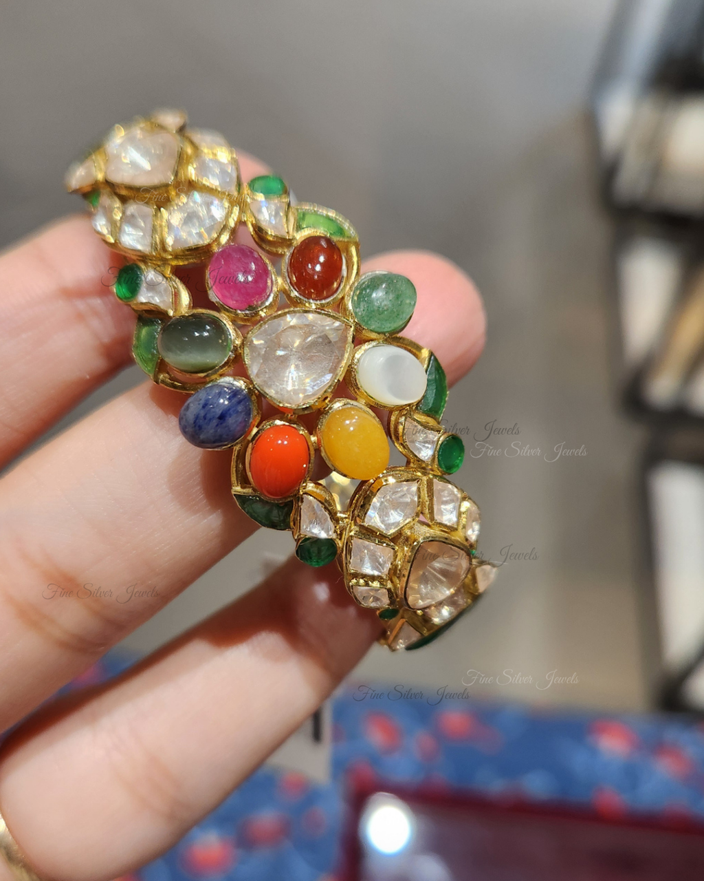 925 Silver Chavi Navratan Bracelet