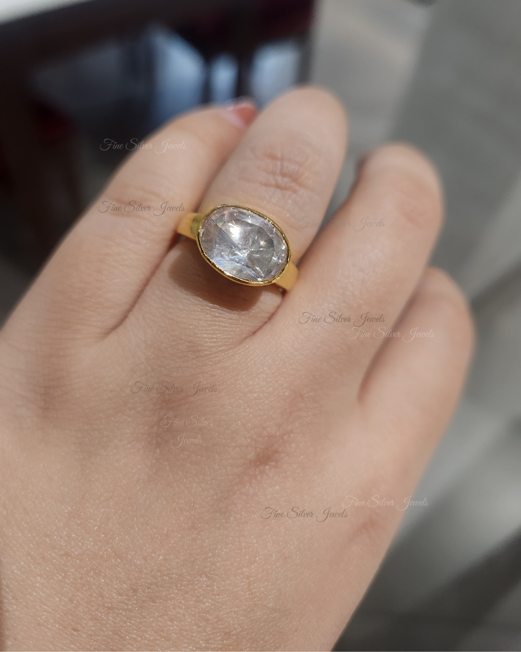 925 Silver Rita Polki Ring