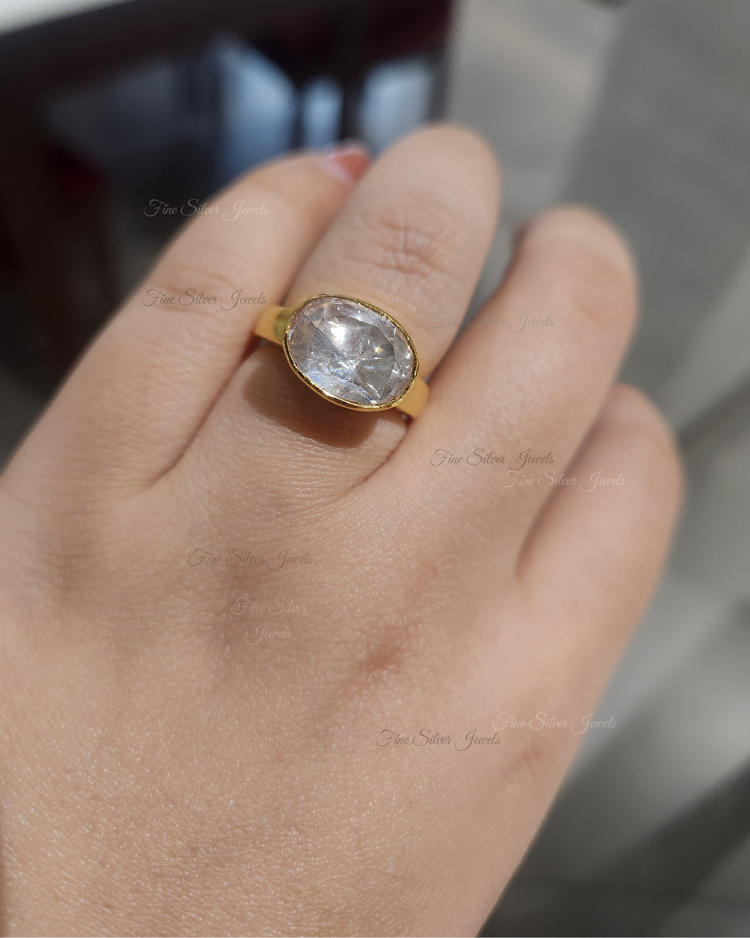 925 Silver Rita Polki Ring