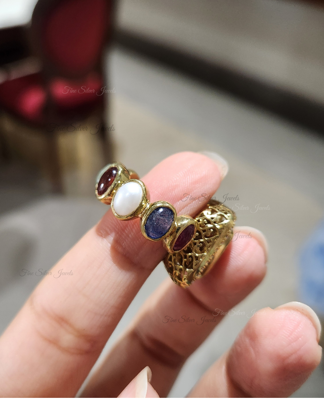 925 Silver Navrang Navratan Ring