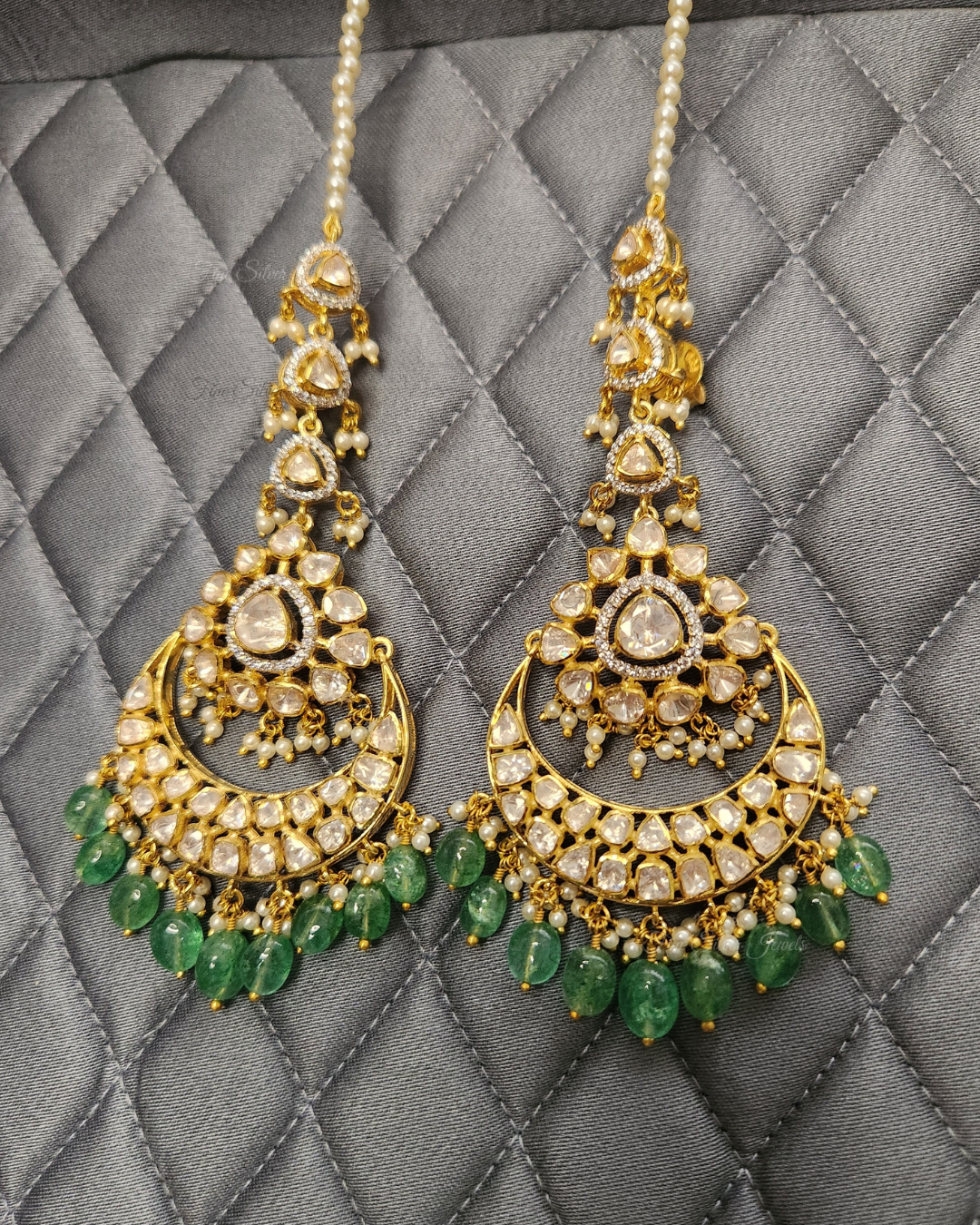 925 Silver Chandra Polki Earrings