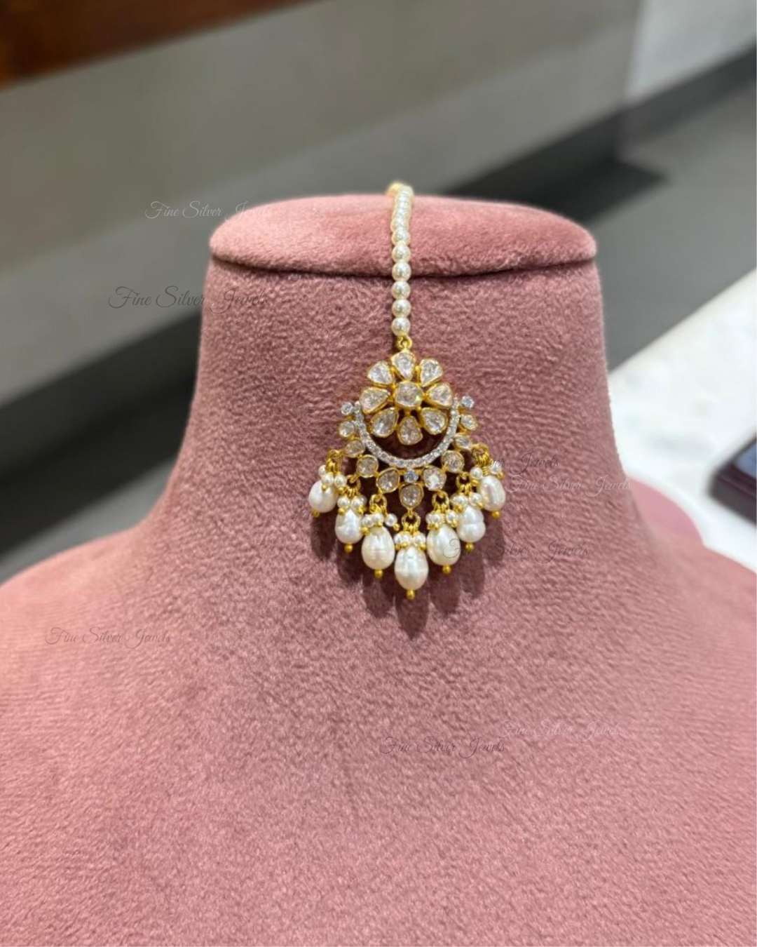 925 Silver Floral Polki Mangtikka