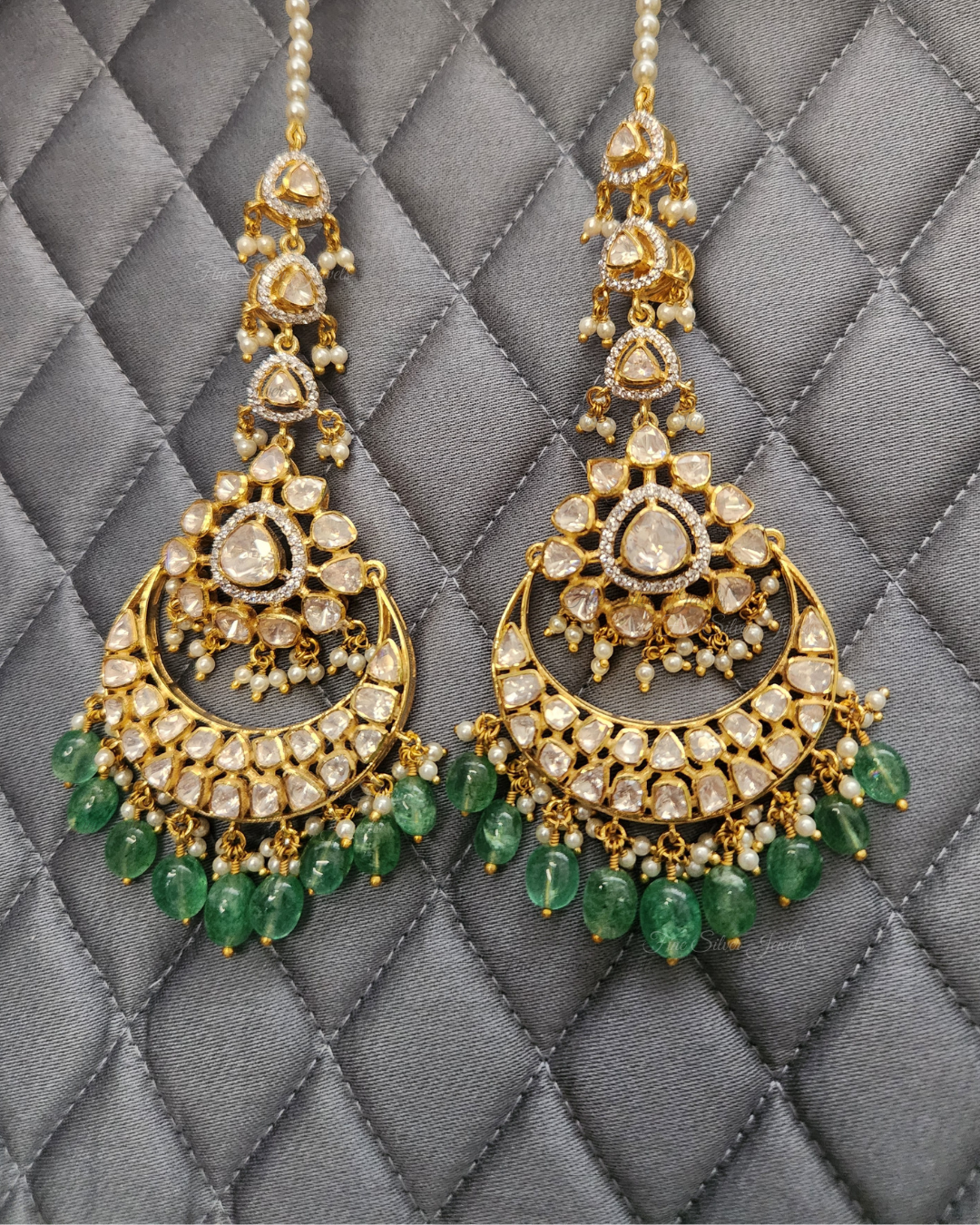 925 Silver Chandra Polki Earrings