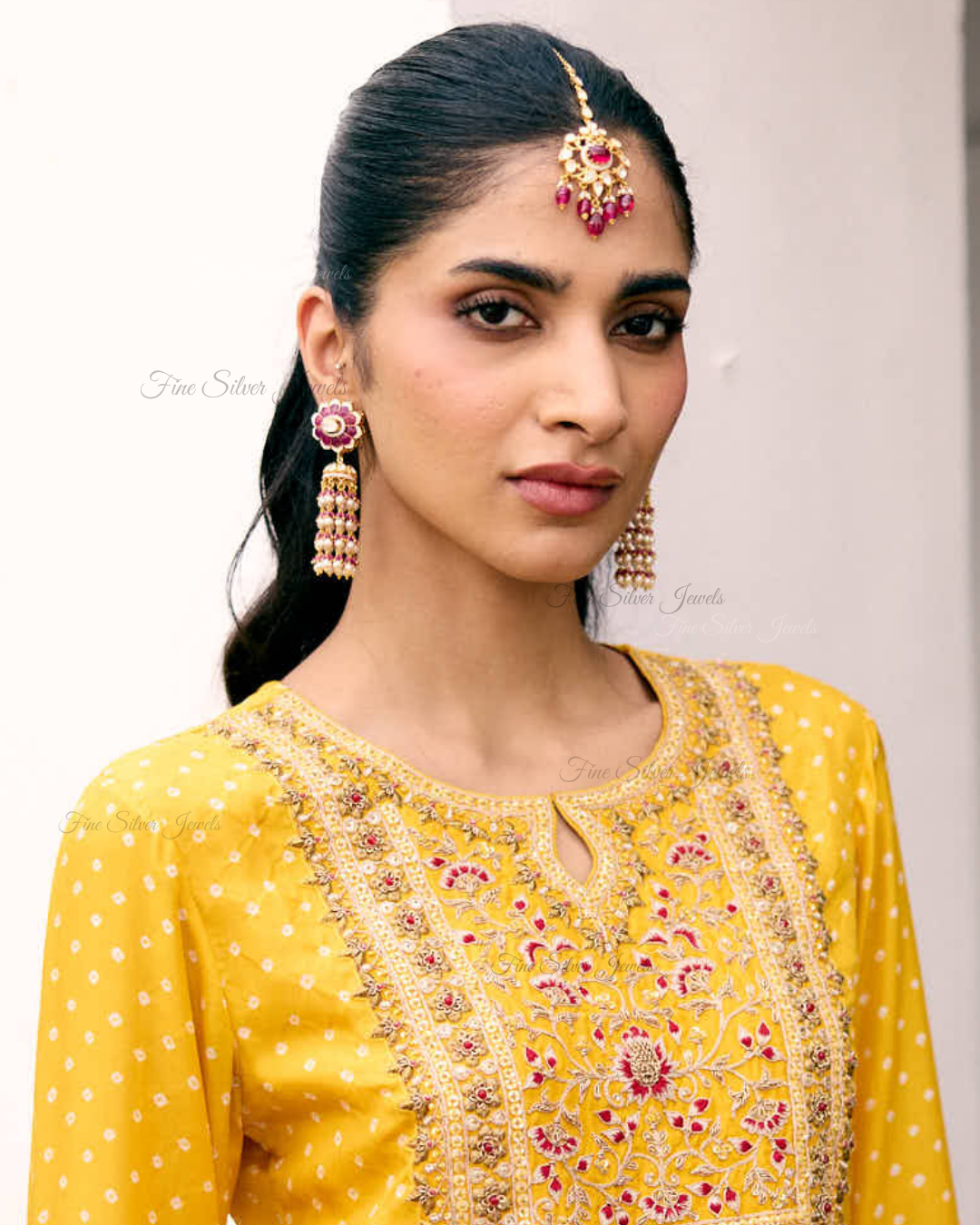 925 Silver Ruby Polki Mangtikka