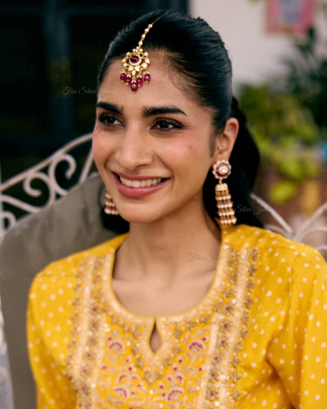 925 Silver Ruby Polki Mangtikka