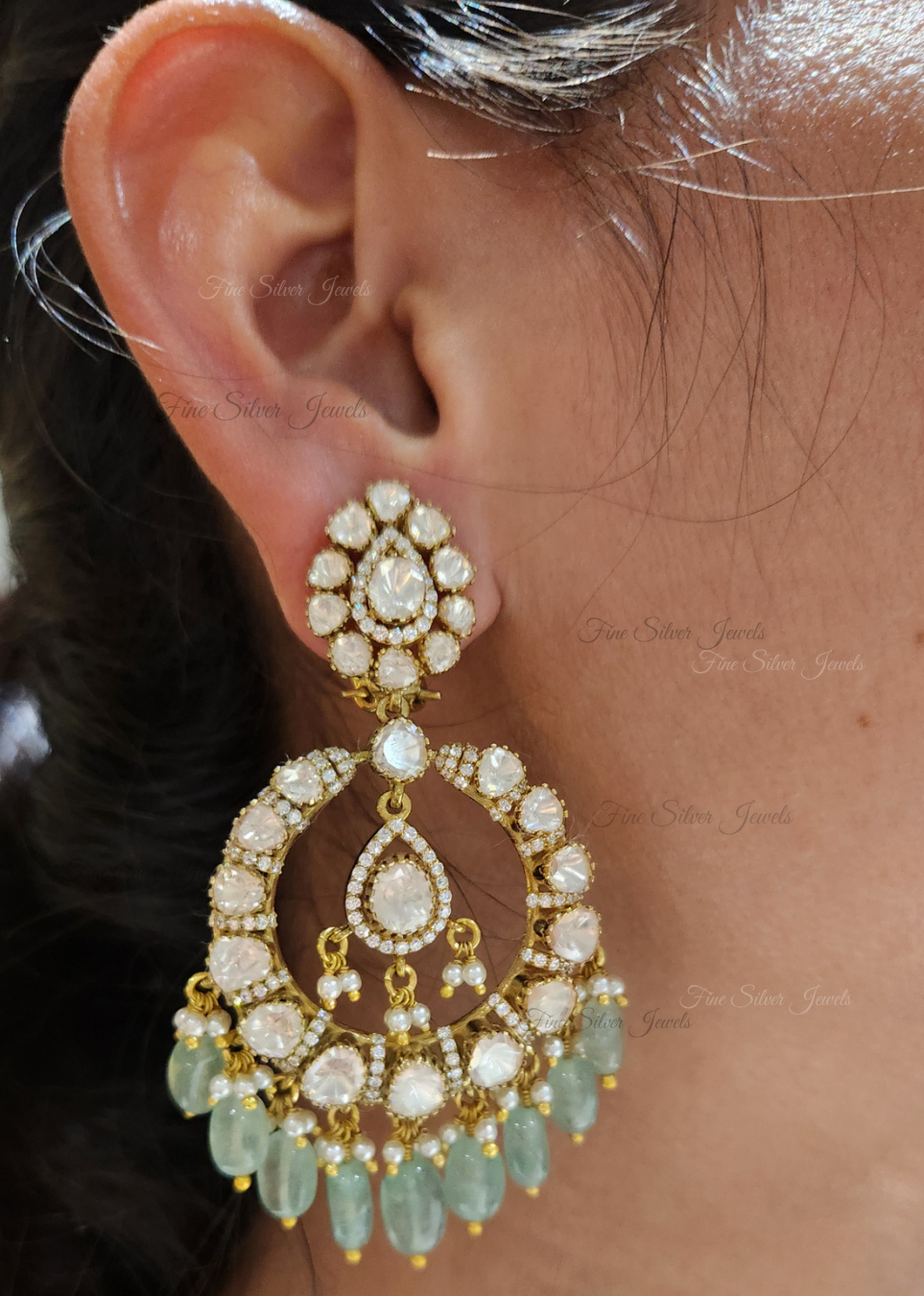 925 Silver Deepali Chandbali Earrings