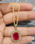925 Silver Ruby Pendant Set