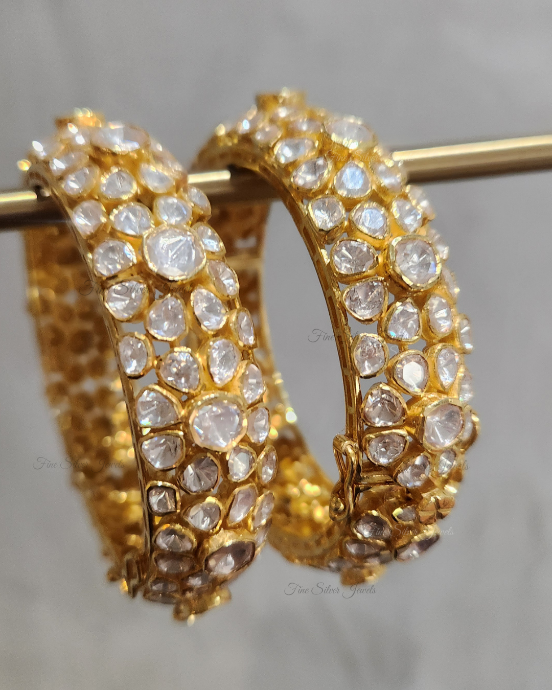 925 Silver Kumud Polki Bangle