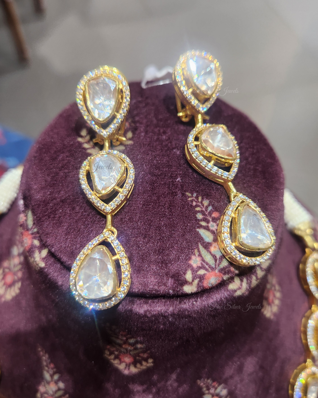 925 Silver Tripti Polki Necklace Set