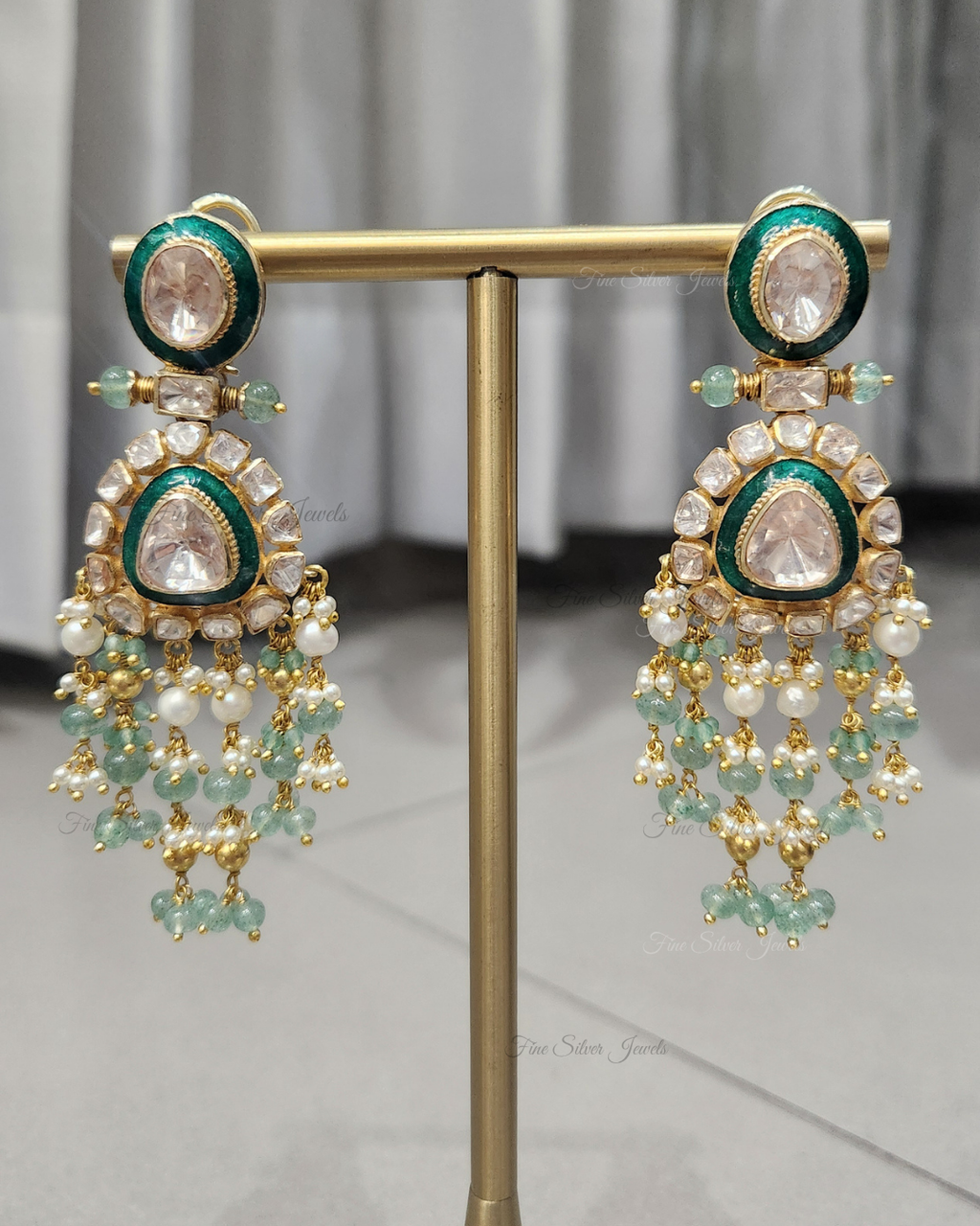 925 Silver Sri Polki Earring