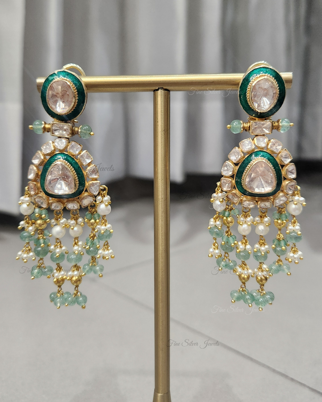 925 Silver Sri Polki Earring