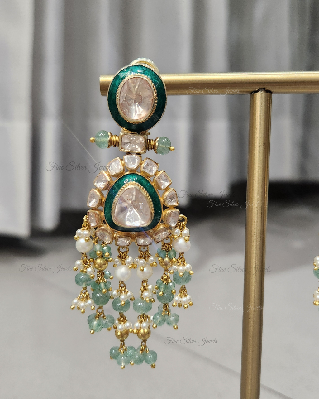 925 Silver Sri Polki Earring