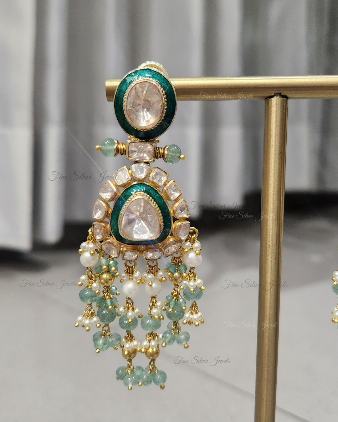 925 Silver Sri Polki Earring
