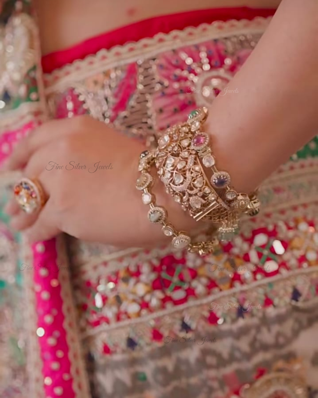 925 Silver Nava Navratan Bangle