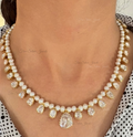 925 Silver Pearl Polki Necklace