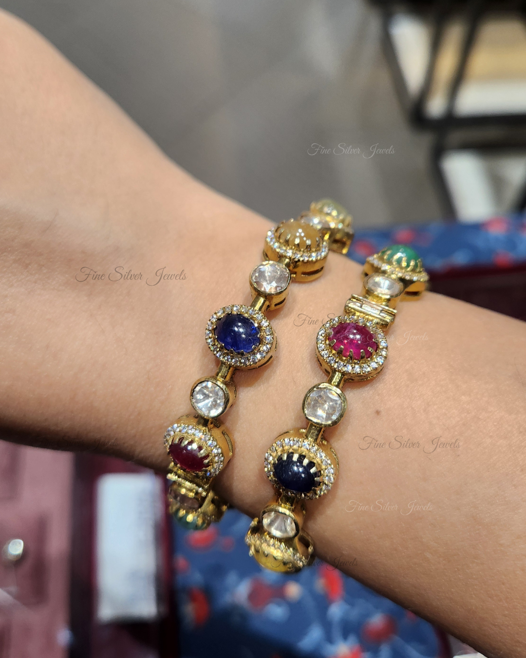 925 Silver Nava Navratan Bangle