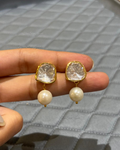 925 Silver Pearl Polki Earring