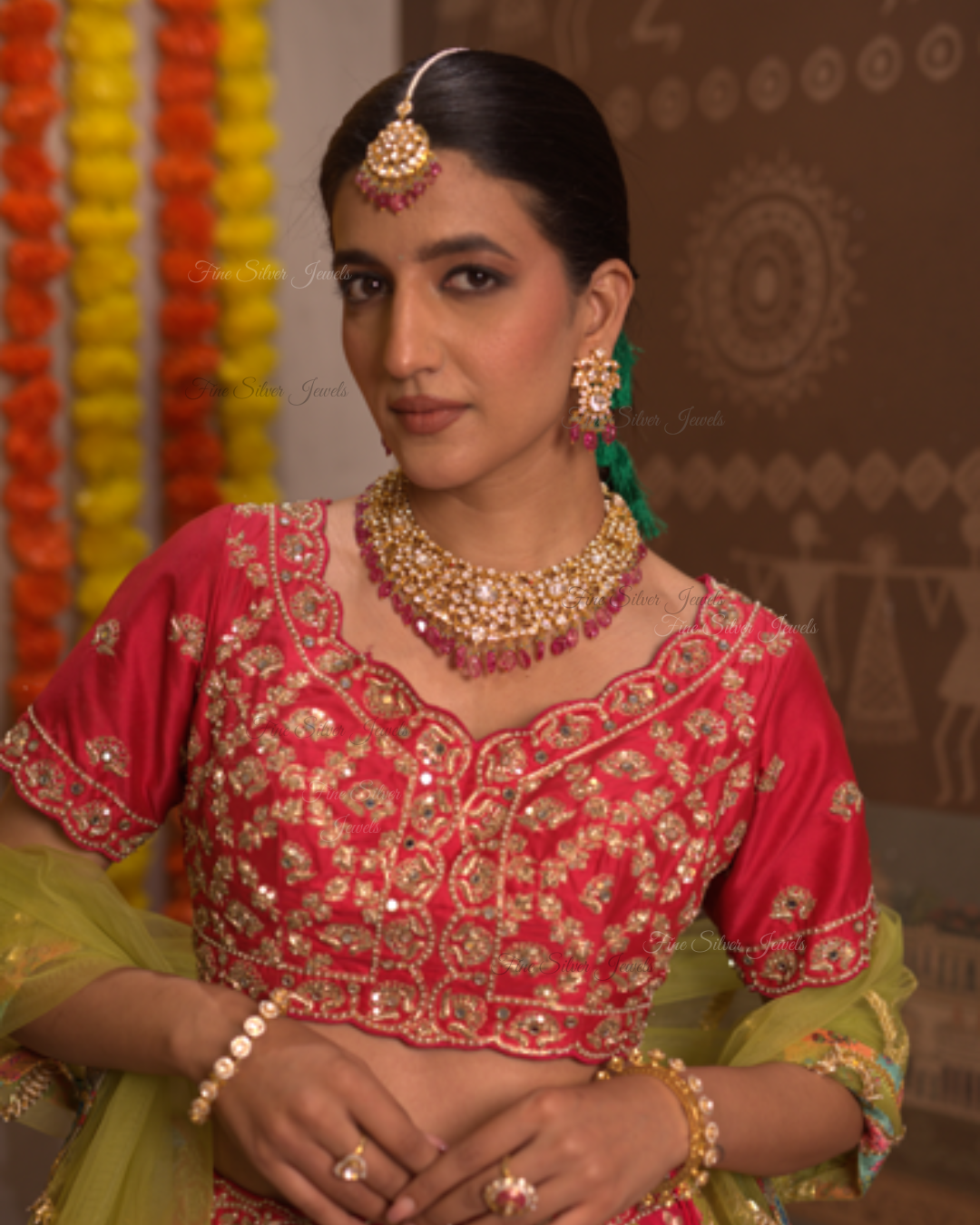 925 Silver Rania Polki Necklace Set