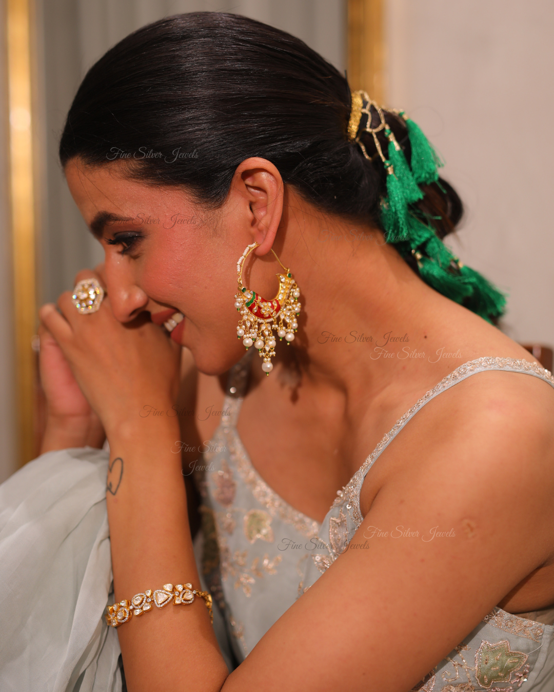 925 Silver Chandrakala Bali Earrings