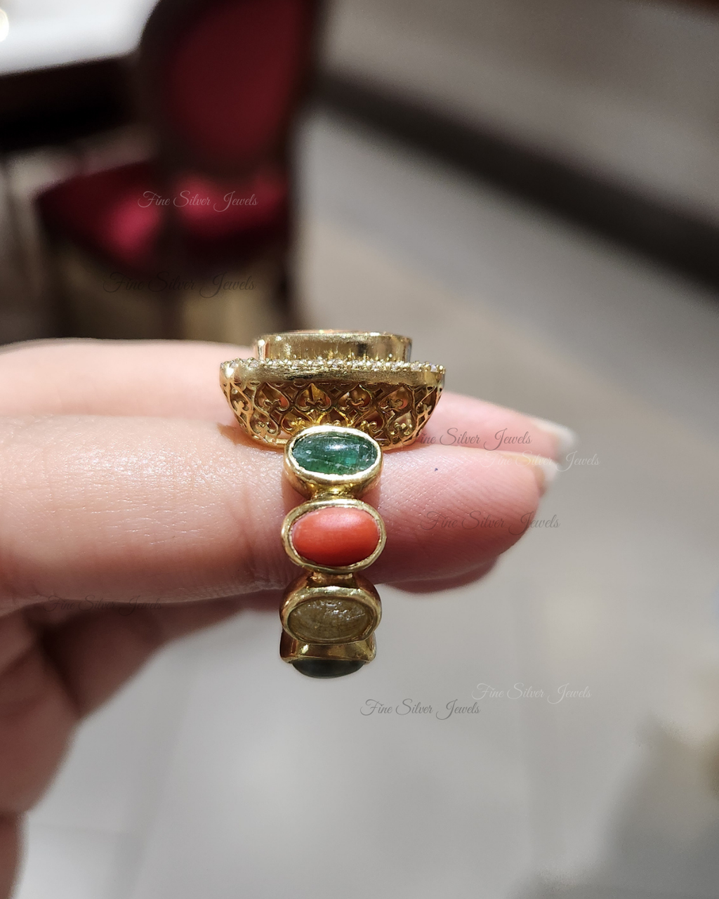 925 Silver Navrang Navratan Ring