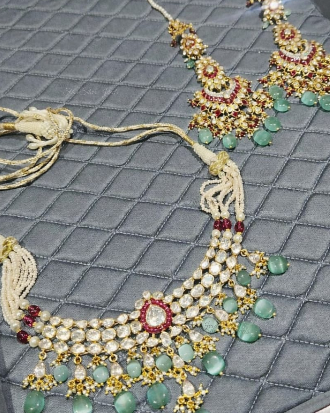 925 Silver Neev Polki Necklace Set