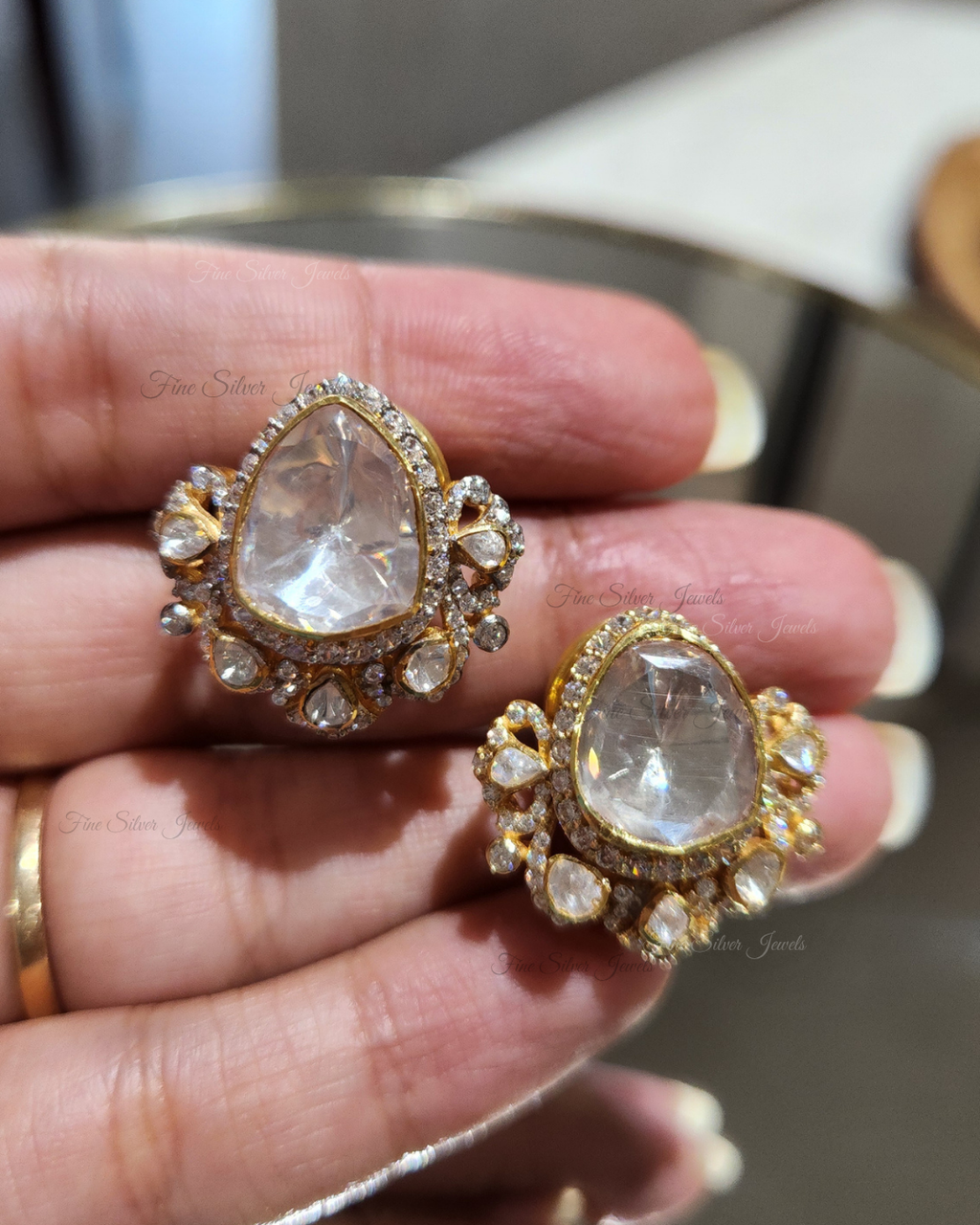 925 Silver Archana Polki Earrings