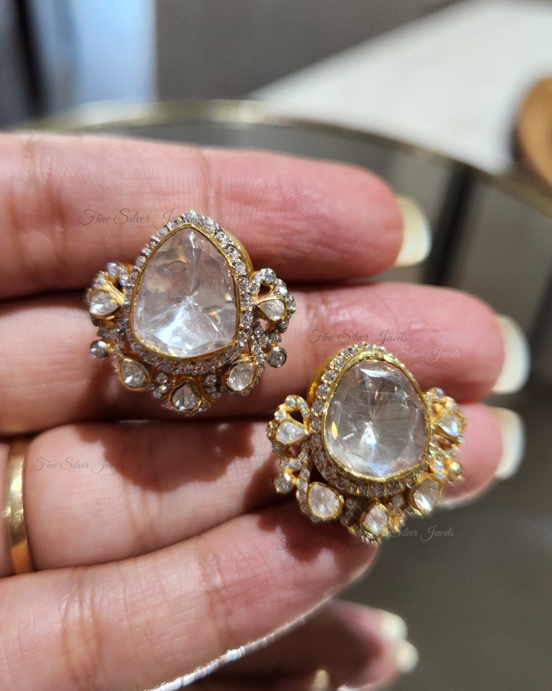 925 Silver Archana Polki Earrings