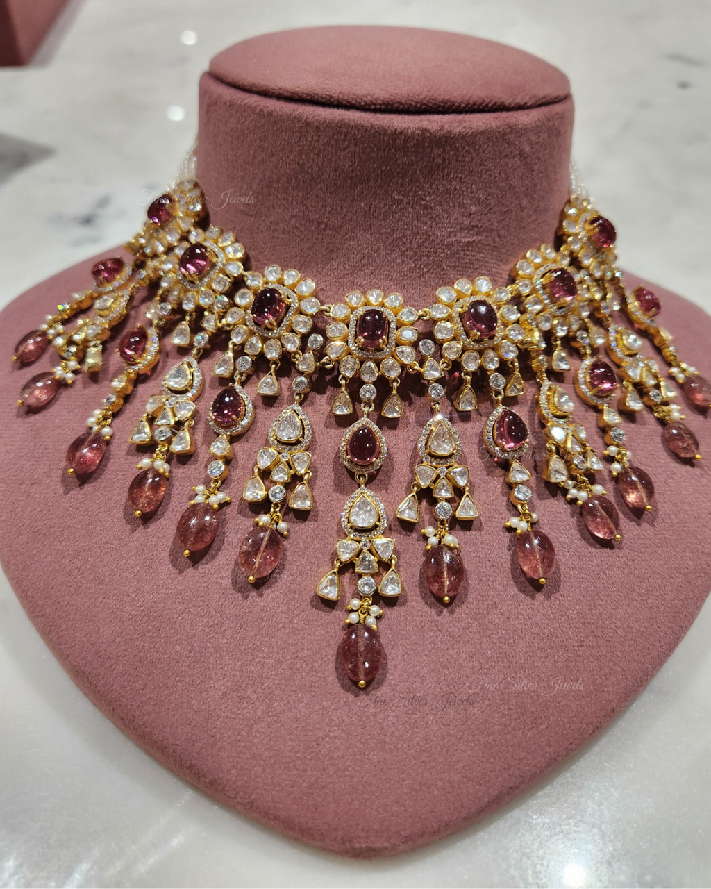 925 Silver Heaven Polki Necklace Set