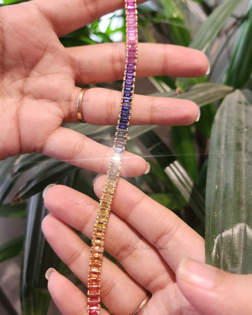 925 Silver Tashi Multi Sapphire Bracelet